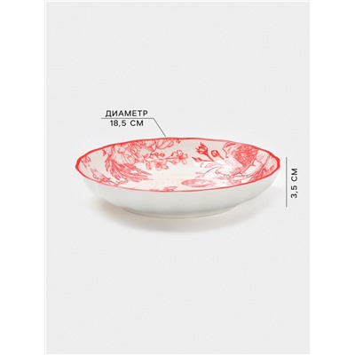 Тарелка Botanica, d=18.5 см, фарфор, белая, красная