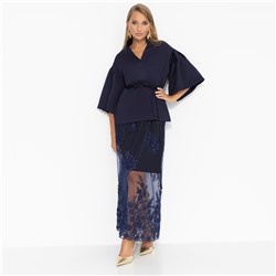 Костюм с юбкой нарядный, Очарование момента (фантазия, 2 в 1, с поясом)