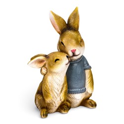 Садовая фигура из полистоуна «Заяц с дочкой», 23×18×12 см