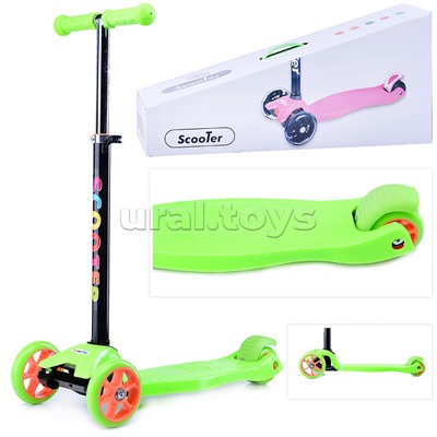 Самокат 3-х кол., зелёный, PVC, ABEC 7, в коробке