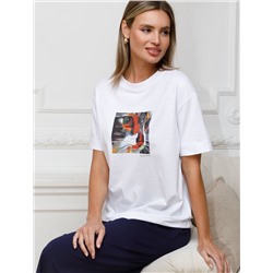 Футболка с принтом свободная из премиального 100% хлопка