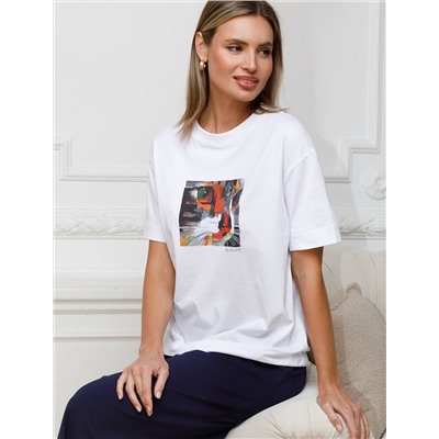 Футболка с принтом свободная из премиального 100% хлопка