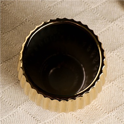 Декоративное кашпо для цветов «Кактус», 1.4 л, 14×12×12 см, керамическое, золотистое