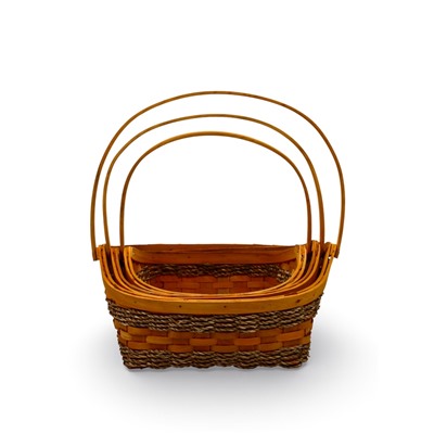 Корзина плетёная для хранения Koca, с ручкой, лоза, коричневая, набор 3 шт.