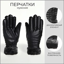 Перчатки мужские, безразмерные, с утеплителем, цвет чёрный