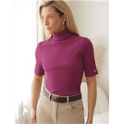 Водолазка из фактурного трикотажа в рубчик