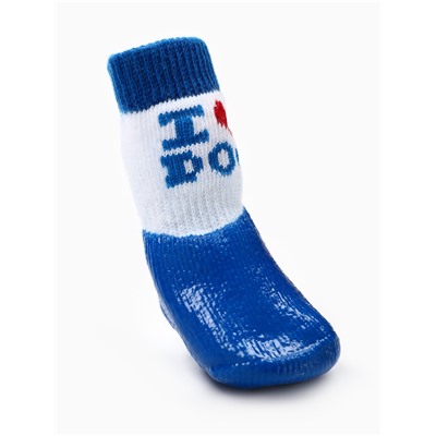 Носки «Я люблю», размер S, 4×5 см, с прорезиненной подошвой, синие