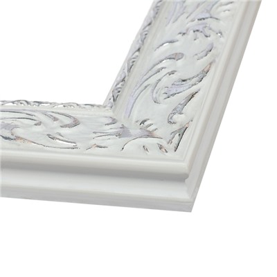 Рама для картин (зеркал) 20×20×4 см, дерево «Версаль», бело-серебристая