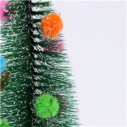 Декор «Ёлочка с цветными шарами», с текстильными игрушками, на подставке, 7×7×15 см