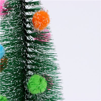 Декор «Ёлочка с цветными шарами», с текстильными игрушками, на подставке, 7×7×15 см