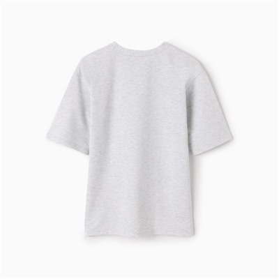 Футболка оверсайз с нашивкой женская MINAKU: One Most Brand, серая меланж, размер 44