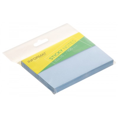 Бумага для заметок с клеевым краем 102х76 мм 100л голубой пастель IFSN10276-B inФОРМАТ