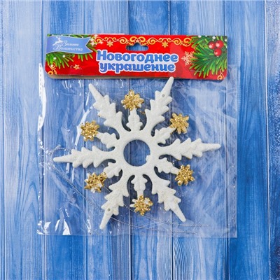 Ёлочные игрушки набор 2 шт. «Зимнее волшебство. Снежинка полярная», d=14.5 см, бело-золотой