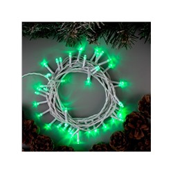 Гирлянда «Нить» 5 м, IP20, белая нить, 50 LED, 8 режимов, 220 В, свечение зелёное