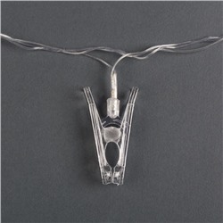 УЦЕНКА Гирлянда «Нить» с насадками «Прищепки», 4.5 м, IP20, прозрачная нить, 20 LED, 220 В, свечение синее