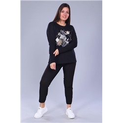 Футболка 55038 с дл.рукавом (Черный)