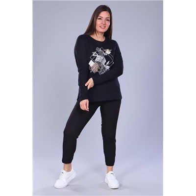 Футболка 55038 с дл.рукавом (Черный)