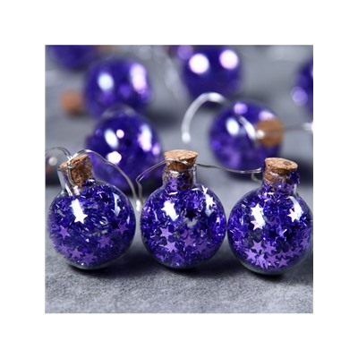 Гирлянда «Нить» 1.6 м с насадками «Синие шарики», IP20, серебристая нить, 15 LED, батарейки ААх2 (нет в комплекте), свечение белое