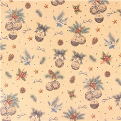 Бумага упаковочная новогодняя «Рождественские игрушки», бурый крафт, 80 г/м², 50×70 см