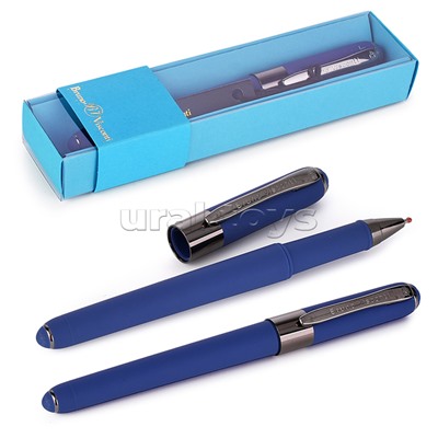 Ручка в футляре "MONACO" шариковая 0.5мм, синяя (синий корпус, голубая коробка)