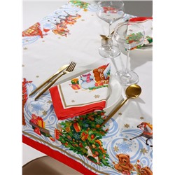 УЦЕНКА Набор столовый "Новогодняя сказка" скат.150х110см +/-3см с ГМВО, салф.40х40см-4 шт, хл100% 16