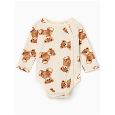 Боди с длинным рукавом «Крошка Я. Медвежата», рост 74-80, бежевый