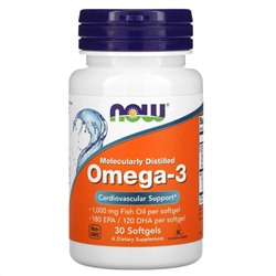 Now Foods, омега-3, очищенная на молекулярном уровне, 30 капсул