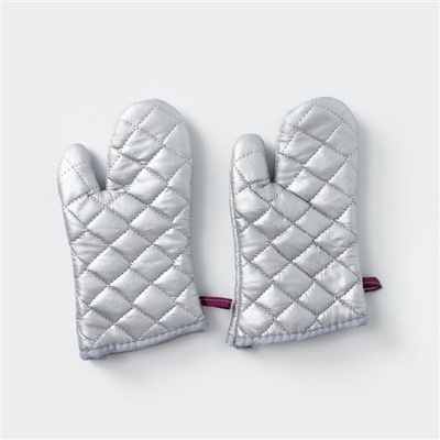 Набор прихваток Доляна «Профи», 2 шт., 30×16×2 см, серый