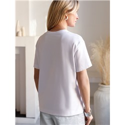 Нарядная футболка с принтом фольгой из премиального хлопка с эластаном