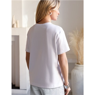 Нарядная футболка с принтом фольгой из премиального хлопка с эластаном