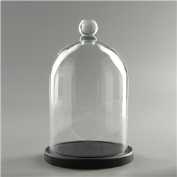 Стеклянный купол-клош с шариком на подставке «Родрик», 24×15 см, чёрный