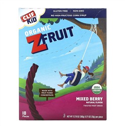 Clif Bar, Clif Kid, Organic ZFruit Rope, Смесь ягод, 18 штук, 0,7 унц. (20 г) в каждом