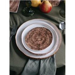 Тарелка Magistro Wood, d=20 см, фарфор, коричневая