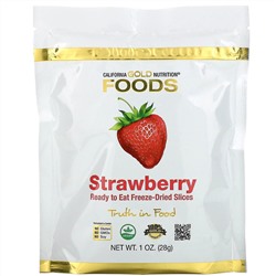 California Gold Nutrition, сублимированная клубника, кусочки ягод, готовые к употреблению, 28 г (1 унция) (Discontinued Item)