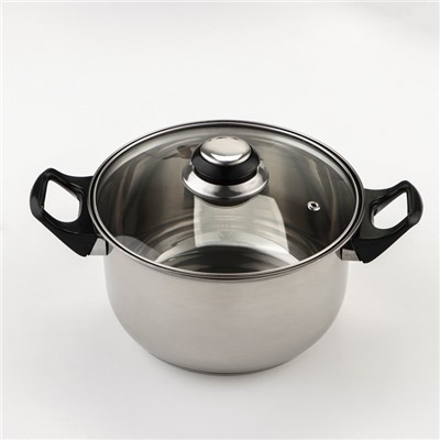 Набор посуды из нержавеющей стали «Чёрная ночь», 8 предметов: ковш 1.5 л, 2 кастрюли 2/3 л, сковорода d=24 см, крышки, стенки 0.3 мм, дно 5 мм