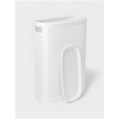 Плетёная корзина для белья с крышкой «Лён», 45 л, 43×20×60 см, белая