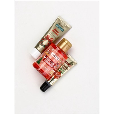 Новогодний подарочный набор косметики: гель для душа, крем для рук, бальзам для губ, маска для сна, URAL LAB