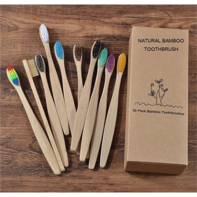 Набор зубных щеток из бамбука Bamboo АССОРТИ (10 шт.)