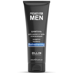 OLLIN PREMIER FOR MEN Шампунь для волос и тела освежающий 250 мл