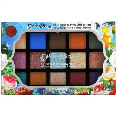 J.Cat Beauty, Dia & Noche, Tri-Element 15 Eyeshadow Palette, DNP101 Dia, 0.56 oz (16 g)
