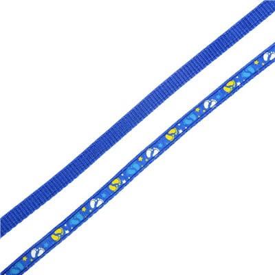 Комплект «Цветные следы», ширина 1 см, поводок 120 см, шлейка 23-35 см, синий