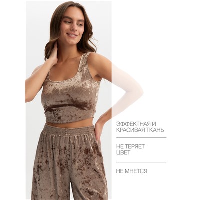 Топ домашний женский KAFTAN Velvet, размер 40-42, кофейный