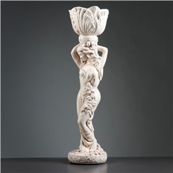 Фигура из гипса «Девушка с кашпо на голове», 22×22×80 см, 1.5 л, белая