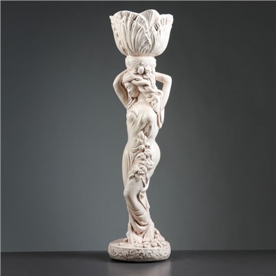 Фигура из гипса «Девушка с кашпо на голове», 22×22×80 см, 1.5 л, белая