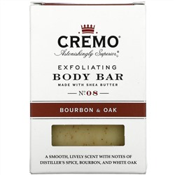 Cremo, Exfoliating Body Bar, No 8, Made with Shea Butter, Bourbon & Oak, 6 oz (170 g)