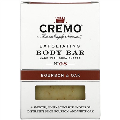 Cremo, Exfoliating Body Bar, No 8, Made with Shea Butter, Bourbon & Oak, 6 oz (170 g)