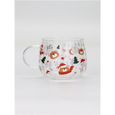Кружка новогодняя стеклянная «Мишки», 350 мл