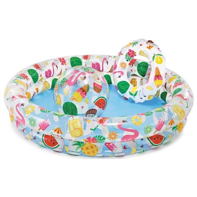 Бассейн надувной «Фрукты», 122×25 см, с кругом и мячом, от 2 лет, 59460NP INTEX