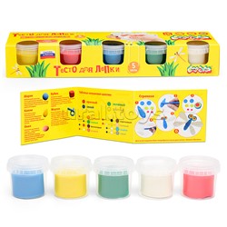 Тесто для лепки 5 цв. (красный, желтый, зеленый, синий, белый) по 90 г карт.уп.