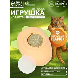 Игрушка с кошачьей мятой для кошек «Ракета», 6 см, пластик, оранжевая, зелёная